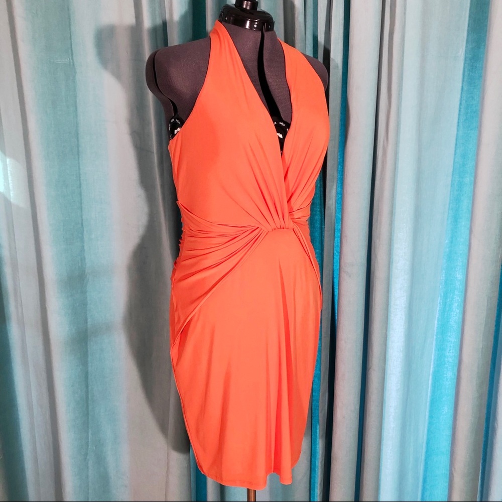 Halston Heritage Orange Halter Dress XL
